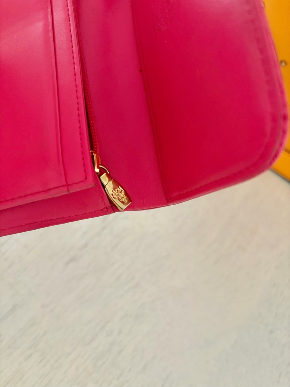 MCM Yellow Studded Leather Shoulder Bag with Pink MCM Wallet - Picture 15 of 16